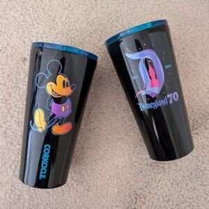 Disney Parks Disneyland 70th Anniversary Black Corkcicle Tumbler Mickey D NEW